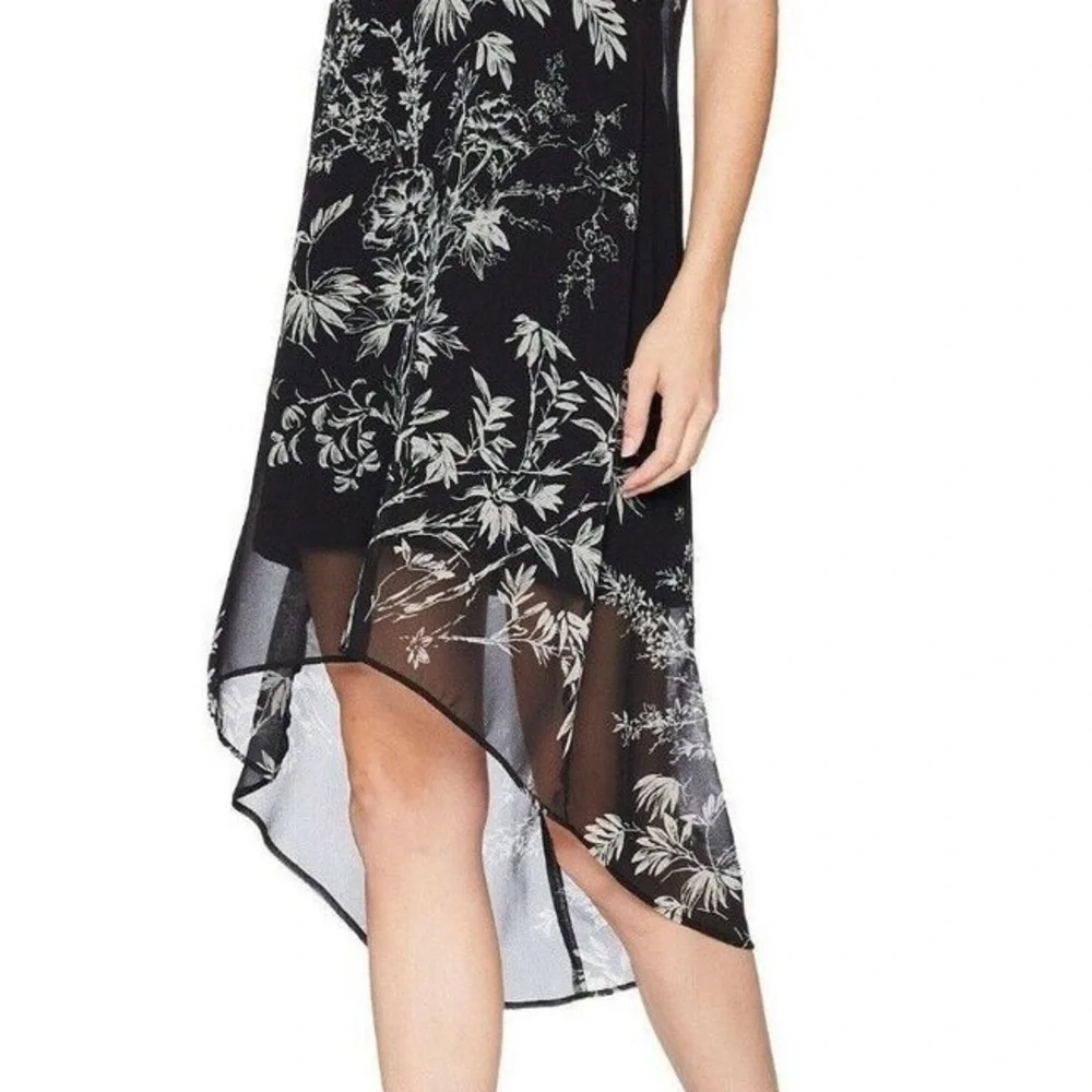 Karen Kane Hi Lo Chiffon Sleeveless V-Neck Black Dress - Picture 13 of 13